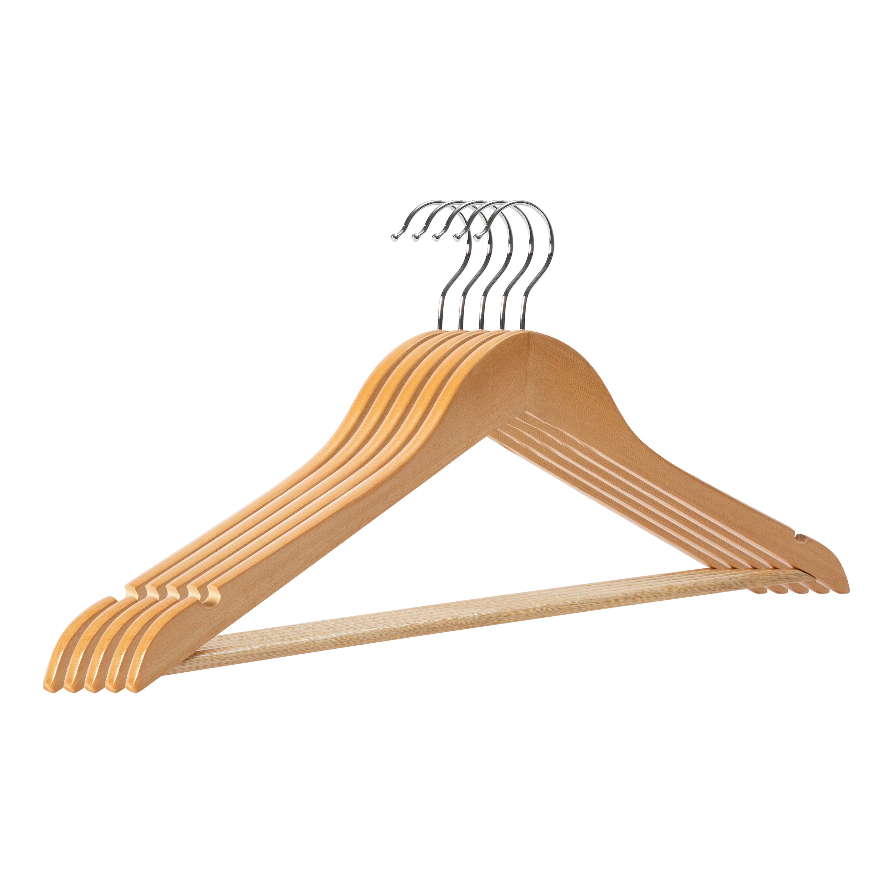 12 Pack Wood Hangers Pants Suit Hanger with Locking Bar Wooden Hangers Cherry for Clothes Tidy Living