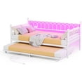 thumbnail image 4 of Senfot Twin Size Metal Daybed with Trundle, Sofa Bed Frame with Charging Station & LED Lights, Perfect for Living Room, Guest Room, Apartment, White, 4 of 9
