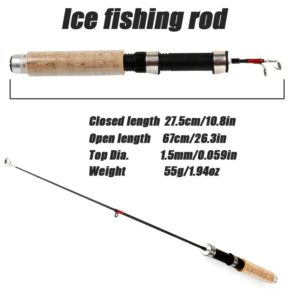Sougayilang 26in Winter Ice Fishing Rod and Mini Trolling Reel Combos - with Fishing Line Lures - image 2 of 9