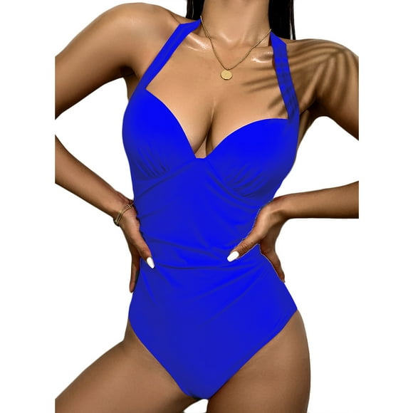 EGNMCR Womens Swimsuits Women's Solid Color Swimwear High Waist Swimwear