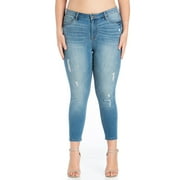 Cello Juniors' Plus Size Mid Rise Distressed Crop Skinny Jean