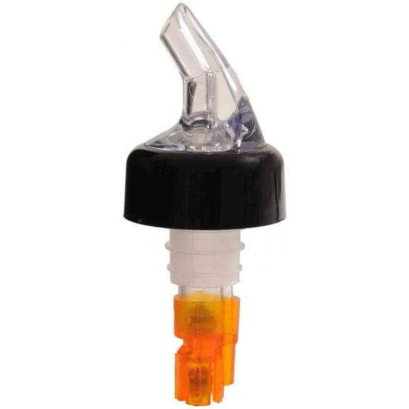 Excellante 1/2 oz, orange measured liquor pourer with collar, comes in pack of 12