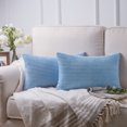 thumbnail image 3 of Phantoscope Corduroy Velvet Throw Pillow Covers 12x20 Set of 2, Soft Textured Decorative Cushion Cases for Sofa Couch Bed, Farmhouse Style, Light Blue (Pillow Covers Only), 3 of 10