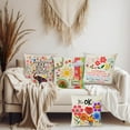 thumbnail image 3 of Set of 4 Colorful Flowers It''s OK Inspirational Quotes Throw Pillow Cover,Cushion Case for Girls Women Sofa Couch Bed Bedroom Decor, Inspirational Gifts for Girls Women Friends 18" x 18", 3 of 4