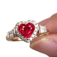 thumbnail image 5 of Hyasfey Wedding Ring Gorgeous Electroplating Retro Gift Golden Love Heart Rhinestone Finger Ring Fashion Jewelry, 5 of 8