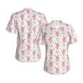 thumbnail image 3 of Yiaed Hello Rabbit Print Women's T Shirt V-Neck Short Sleeve Shirt Casual Breathable Tee Summer Tops-Small, 3 of 5