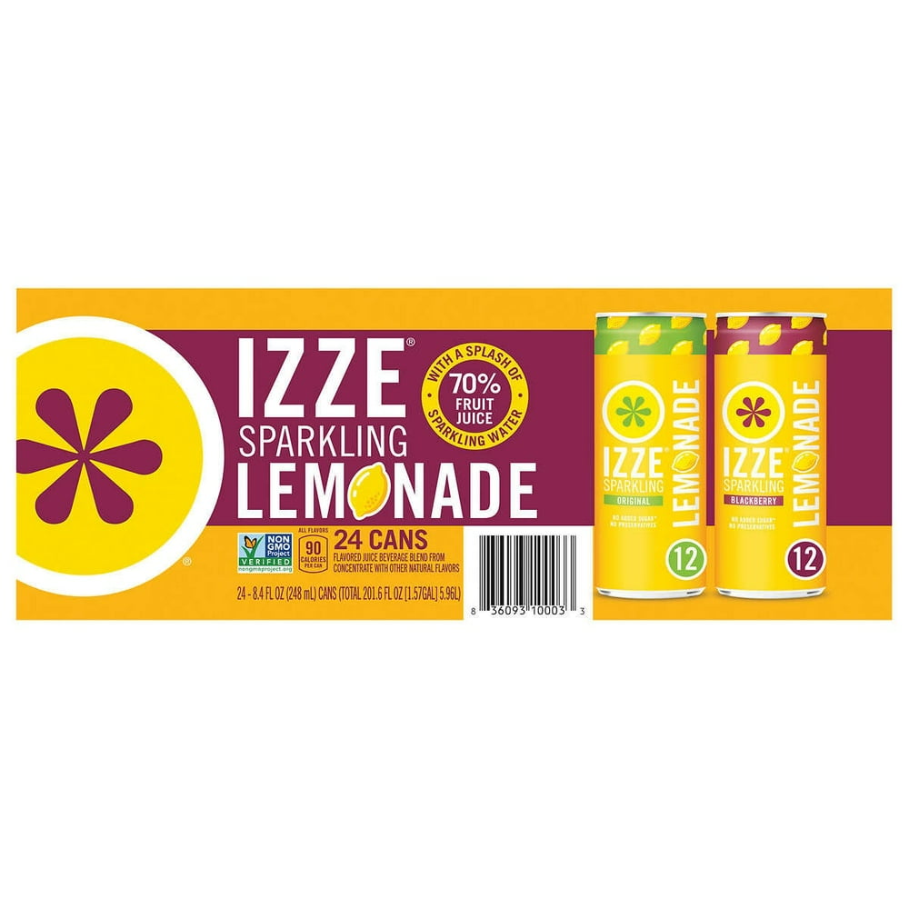 IZZE Sparkling Lemonade Beverage, Variety Pack, 8.4 Ounce (24 Count