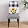thumbnail image 4 of Stretch Dining Chair Covers, Summer Sunflower Bee Black Plaid Checkered Farmhouse Removable Dining Chair Protector Slipcovers for Kitchen, Party, Restaurant, Set of 4, 4 of 6