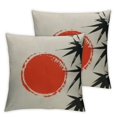 thumbnail image 2 of Nawypu Leaves and Red Sun Pillow Covers, Traditional Japanese Ink Painting Pillow Case Cushion Cover for Sofa Couch Decor,2 Pcs, 2 of 6