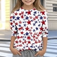 thumbnail image 2 of Atogsazn Kids Girls 4th of July Shirt Casual 3/4 Sleeve Pullover Loose Fit T-shirt Tunic Basic Top Tee Watermelon Red 3-4 Years Fashion, 2 of 5