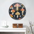 thumbnail image 2 of Yayeee Wall Clock Battery Operated 9.5" Silent Quartz Non-Ticking for Living Room Decor, Black MushRoom Decor Pattern, 2 of 8