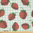 thumbnail image 2 of Ambesonne Botanic Fabric by the Yard Microfiber, Summer Fruit Design Art, 10 Yards, Fern Green White Red, 2 of 2