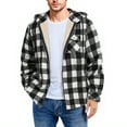 thumbnail image 4 of Xyxonk Mens Sherpa Lined Fleece Shirts Jacket Plaid Flannel Zip Up Hoodies Heavyweight Winter Warm Coat with Pocket,Black M, 4 of 4