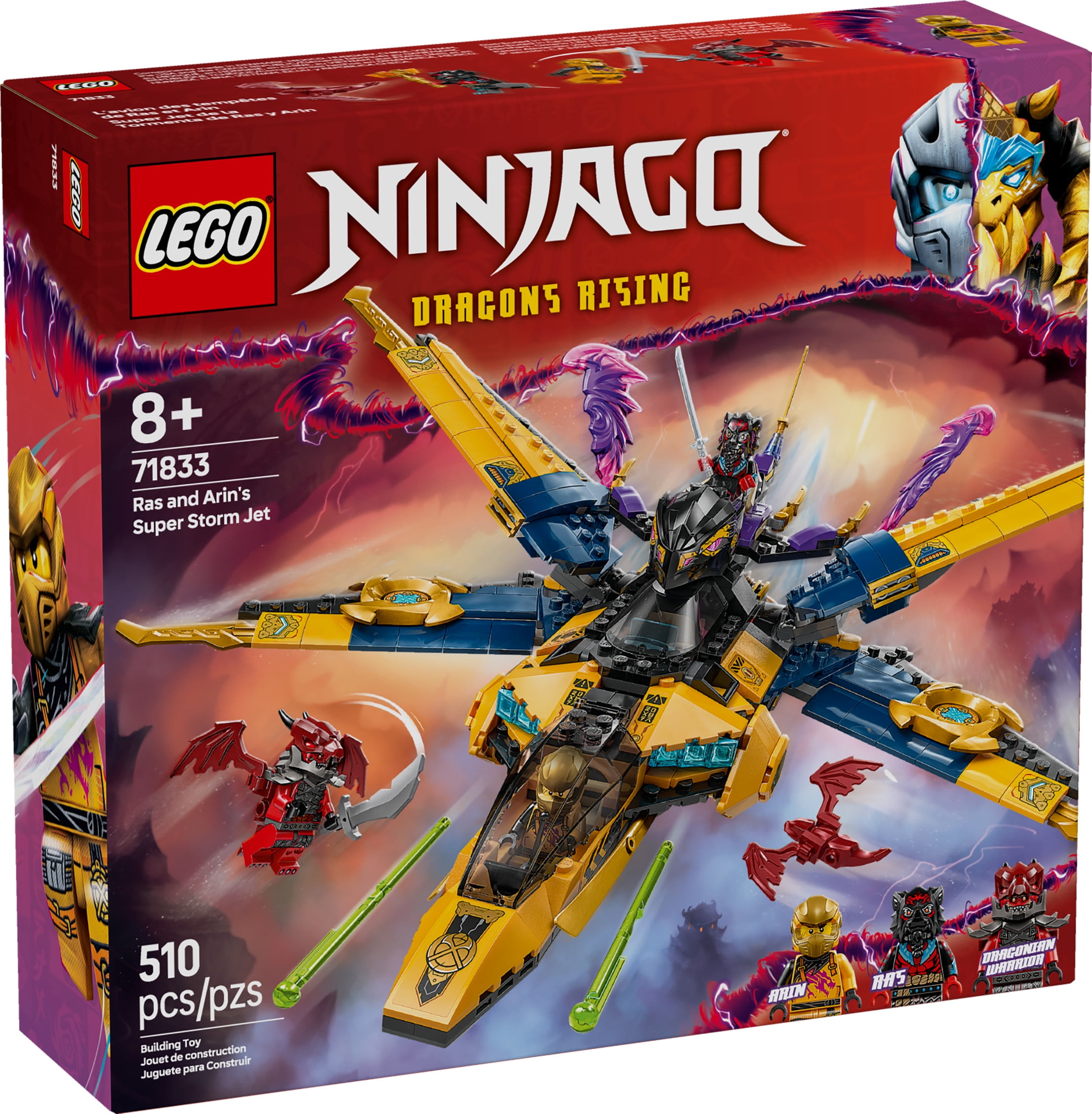 LEGO NINJAGO Ras and Arin's Super Storm Jet Toy - Building Toy for Kids, Boys and Girls, Ages 8+ - Airplane Toy with Detachable Drone and 3 Minifigures - Gift Idea for Birthdays - 71833