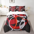thumbnail image 2 of Homewish Abstract Geometric 7-Piece Twin Bedding Sets,Red Black Gray Bedding Comforter Set,Striped Circular Aesthetic Sheet Sets For Men Women,Ultra Soft Home Decor Reversible, 2 of 8