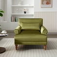 thumbnail image 3 of GDF Studio Velvet Upholstered Accent Chair, with Pillow Wood Frame and Legs, Green, 3 of 12