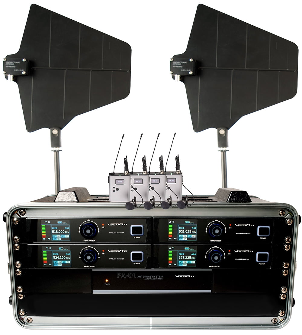 VocoPro BENCHMARK-QUAD-BP 4-Channel True Diversity Body Pack and Lavalier Microphone System 902-927.2mHz