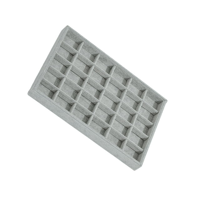mmirethe Jewelry Storage Tray Non-deformable Wide Display Space 30 Slots Bracelet Jewelry Display Tray Grey 1Set