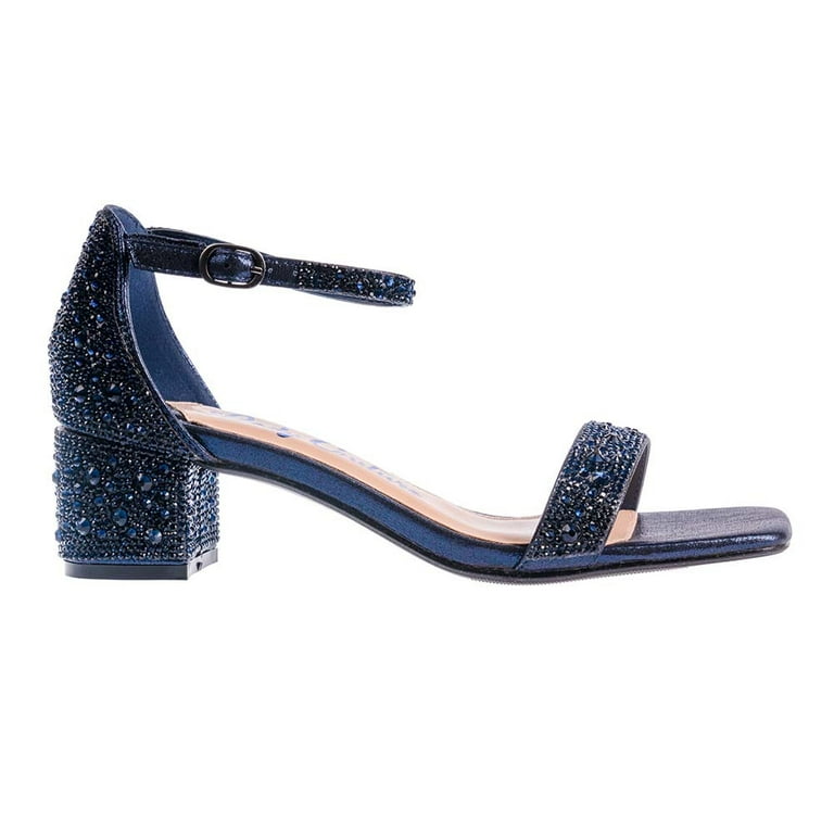 Navy blue sparkly sandals clearance