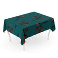 thumbnail image 1 of NUDECOR Red Berry Christmas Pattern Teal Whimsical Modern Winter Merry Tablecloth Table Desk Cover Home Party Decor 52x70 inch, 1 of 1