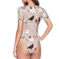 thumbnail image 4 of Daiia Funny Chicken print Women's Crew Neck Short Sleeve Bodysuit Fashion Tops Fit Casual Basic Extender Bodysuit-Medium, 4 of 9