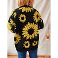 thumbnail image 4 of Women'S Print Long Sleeve Sweater Round Neck Knitted Pullovers Top Black XL, 4 of 9
