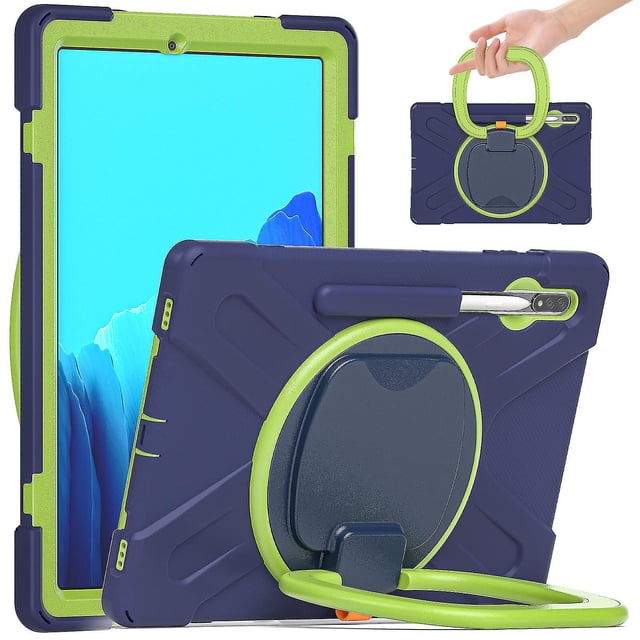 Funda protectora de color para Samsung Tab S7 Plus de 12,4 pulgadas con soporte para bolígrafo, anillo ajustable grande y protección contra golpes.