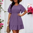thumbnail image 2 of QQZ Womens Plus Size Summer Casual Midi Dress Short Ruffle Sleeve Tiered Empire Waist T-Shirt Dress, 2 of 7