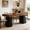 Brown and Black, variant on Fnova 55" Modern Dining Table, Mid-Century Wood Rectangular Writing Desk, Computer desk with Double Trapezoid Base, Seats 4-6 - Perfect for Home Office, Dining Room, Kitchen & Living Room