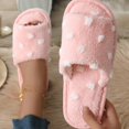 thumbnail image 3 of Zapatillas de algodón con punta abierta cruzada y lunares para mujer, pantuflas de suela blanda silenciosas antideslizantes con apertura para el hogar para interiores, 3 of 5