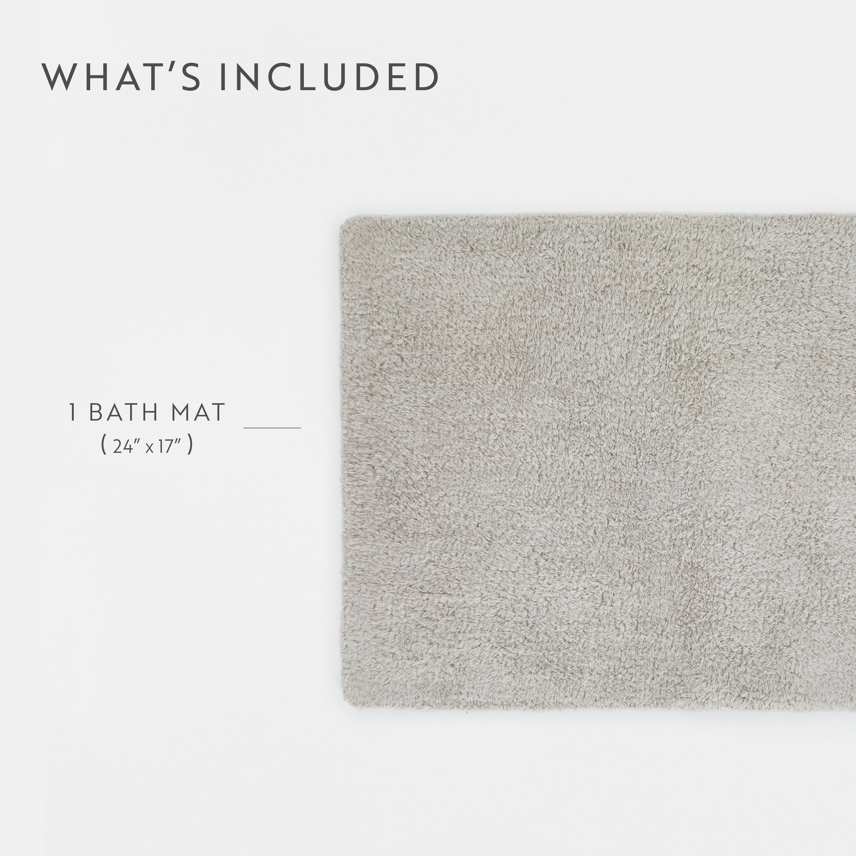 100% Cotton Reversible Solid Bath Mat by Comfort Canopy, Light Gray, 24" x 17"