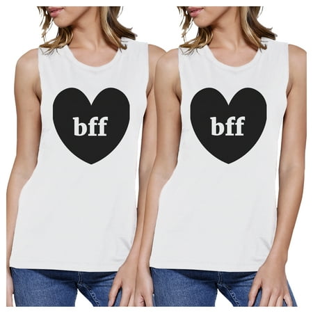 Bff Hearts White Best Friend Matching Muscle Tees Cute Gift (Homemade Gift Ideas For Best Friend Female)
