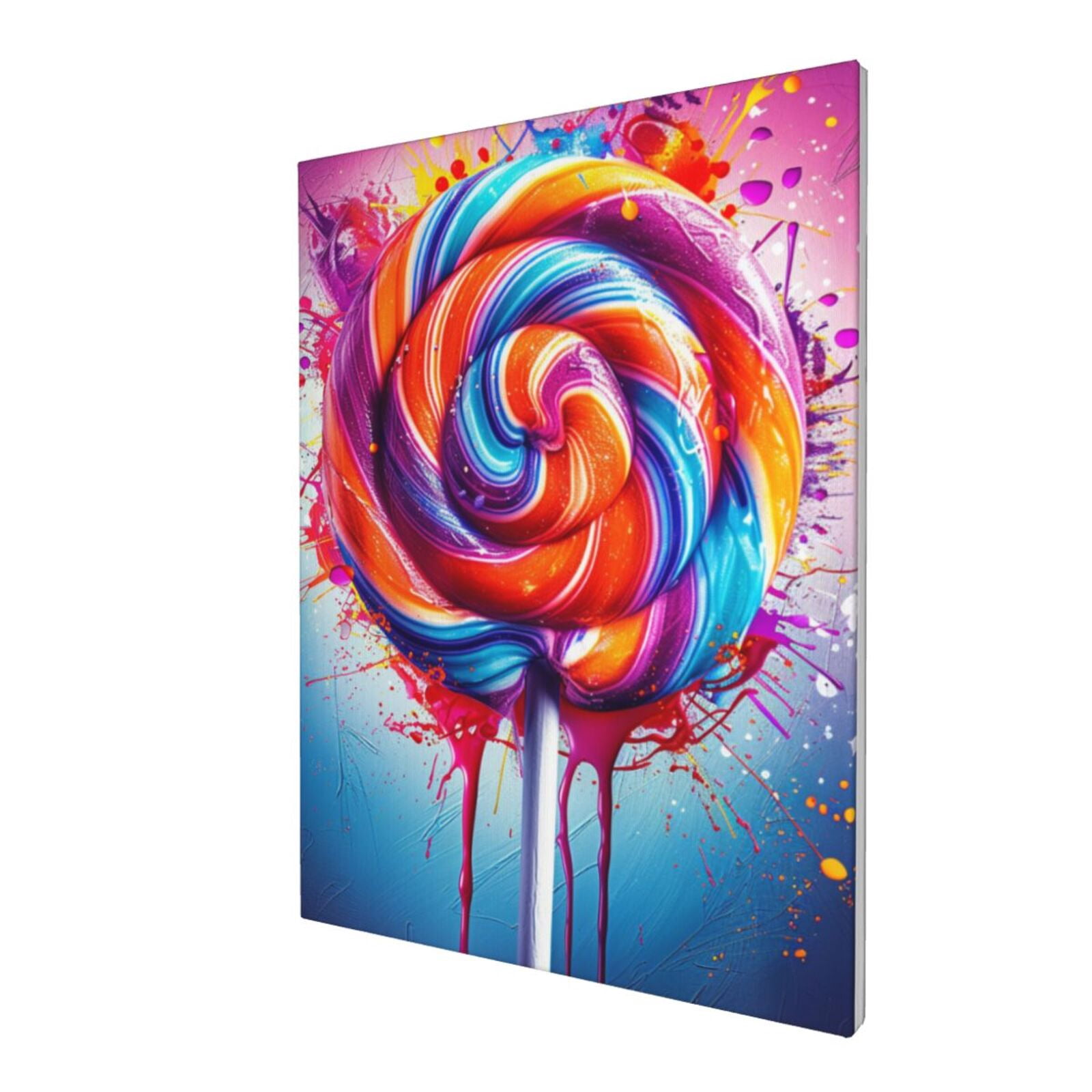 12x16 inch Frameless Canvas Picture Red Lollipop Poster,Kid Room,Candy Shop,Lounge,Yard Wall Decor Painting Prints,Classic Lollipop Oil Painting&nbsp;Wall Art,Gift For Lollipop Lovers Charm Gifts