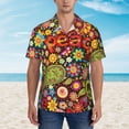 thumbnail image 4 of Lsque Hippie Peace Love pattern Hawaiian Shirt for Men, Unisex Summer Beach Casual Short Sleeve Button Down Shirts-Large, 4 of 9