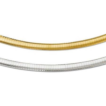 14k White Gold Omega Chain - 6mm 14k Two Tone Gold Lightweight Reversible Omega Chain Necklace