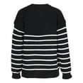 thumbnail image 4 of Women Fall Winter Half Zip Striped Pullover Sweaters Trendy V Neck Oversized Long Sleeve Knit Clothes Black L, 4 of 6