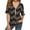 Brown, variant on Hibeli Women Stripes Print Zip Up V Neck Short Batwing Sleeves Summer Tunic Top