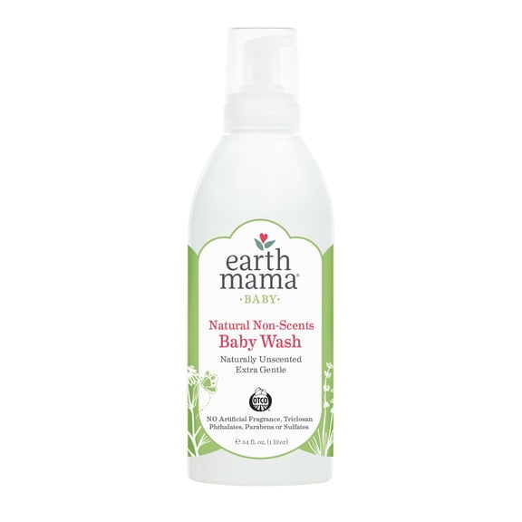 Earth Mama Simply Non-Scents Baby Wash, Castile Soap for Sensitive Skin, Unscented, 34 fl oz