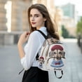 thumbnail image 6 of FORMRS Mini Backpack Purse for Women Quilted Travel Daypack Casual Shoulder Bag, Gray Cute Dog Artist, 6 of 7
