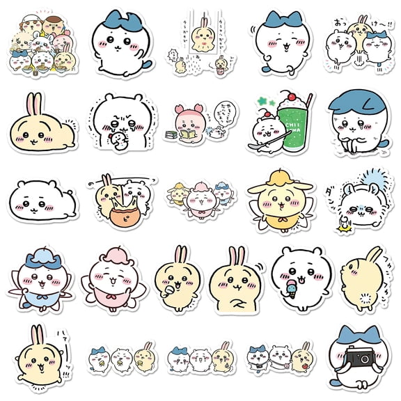 QITOWM 51pcs Cute Chiikawa Notebook Account Decoration Sticker, Kawaii Anime Accessories, Journaling Supplies and Wall Decorative Stickers