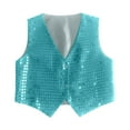 thumbnail image 2 of CUZIBR Girls Casual Tops Carnival Sparkling Sequins Vest V-Neck Sleeveless Button Waistcoat Stage Performance Shiny Glitter Jacket Casual Comfy Dailywear,BU1,6-7 Years, 2 of 4