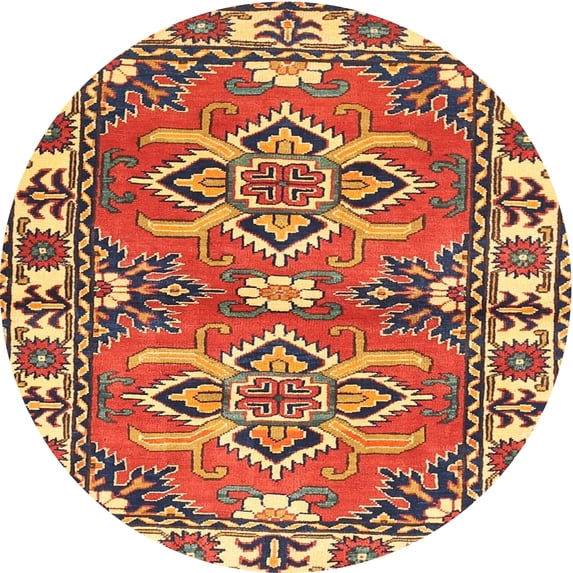 Ahgly Company Machine Washable Indoor Round Traditional Fire Brick Red Area Rugs, 3' Round