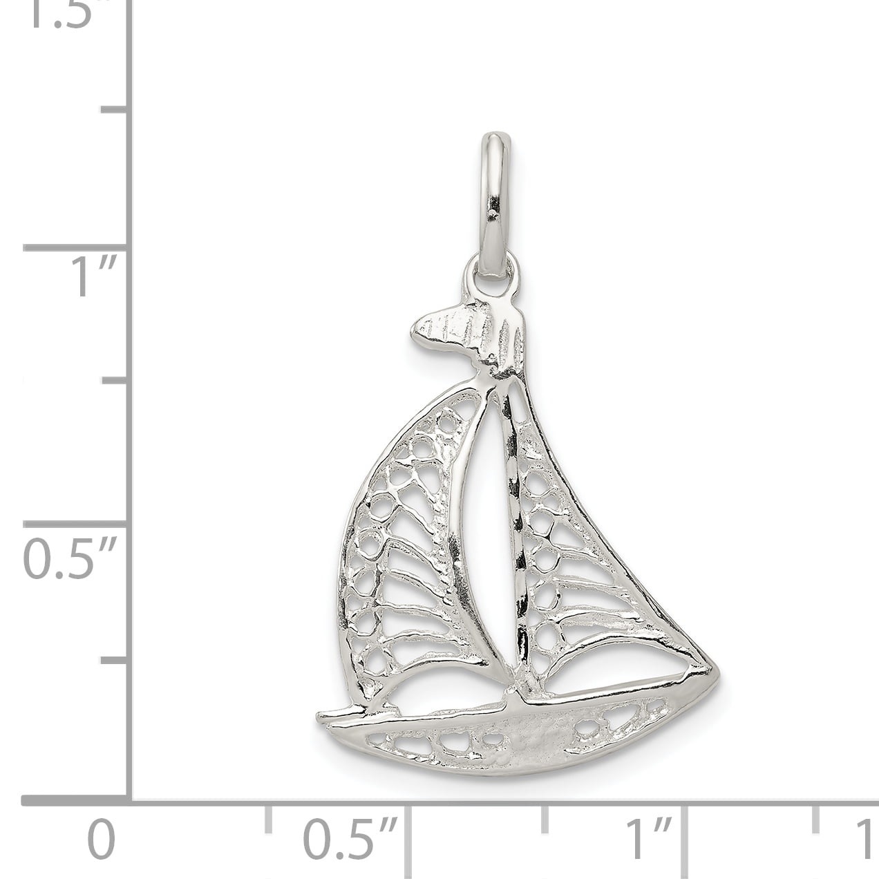 925 Sterling Silver Filigree Sailboat Pendant Charm Necklace Sea Shore