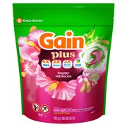 Gain Plus Flings Laundry Detergent Soap Pacs, All-In-One, Happy Hibiscus Scent, 18 Count