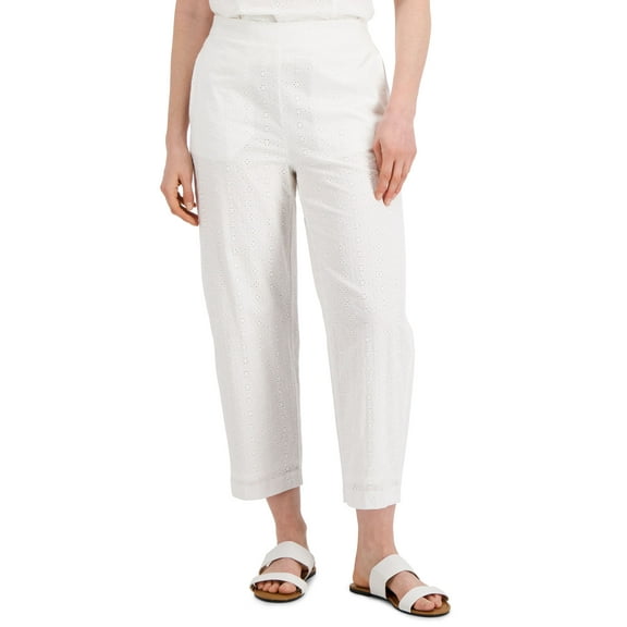 Charter Club Cropped Pointelle Pull On Pants Bright White XL