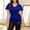 *Blue, variant on ClodeEU Women's V Neck Sequin Short Sleeve Blouse with Waist-Tie for Evening Blue,Womens Plus L