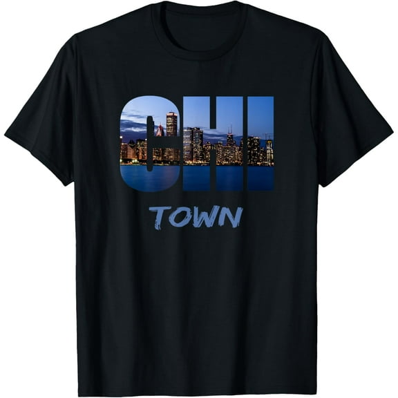 Chi-Town Windy City Chicago Skyline Art Gift Southside Home T-ShirtMen and women, Black T-shirt, size: Extra large