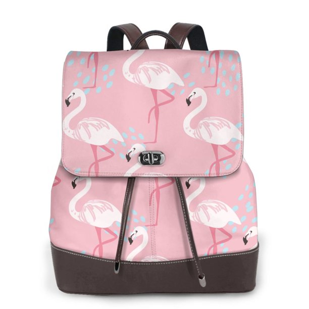 Easygdp Flamingo Mochila de Cuero para Mujeres, Bolso de Hombro, Bolsos de Mano de Moda para Trabajo y Viajes