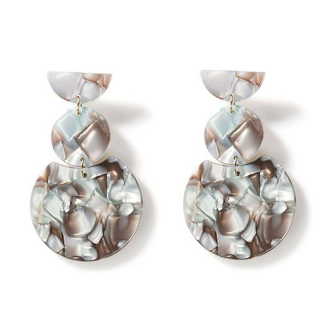 Acetate Sheet Geometry Circular Long Section section earring Circular acetate Retro Mixed Style Earrings Ear Studs Earrings