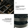 thumbnail image 6 of Modern Black 2 Drawers End Table with Charging Station RotatingTable, 6 of 9